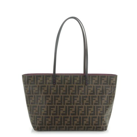 FENDI Zucca Spalmati Small Roll Tote Tobacco Fuxia